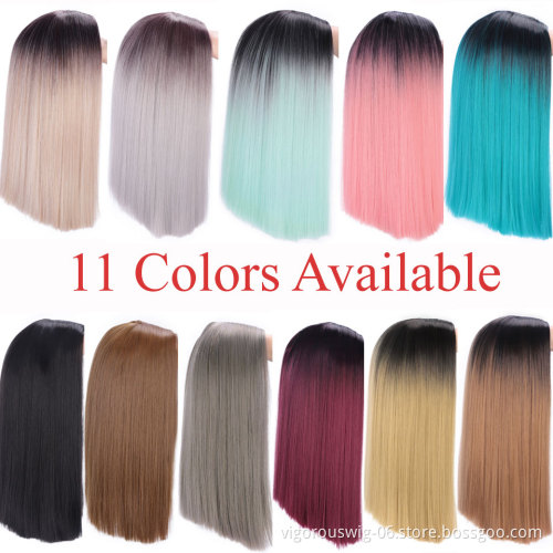 Vigorous Straight Short Blunt Cut Bob For Black Women 2 Tone Ombre Color Middle Part  Brazilian Cosplay Wig Wholesale Price